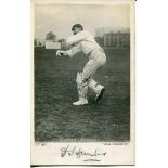 David Hunter. Yorkshire 1888-1909. Mono real photograph postcard of Hunter in wicket keeping pose