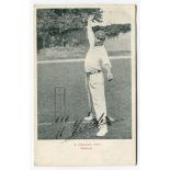 Arthur Fielder. Kent & England 1900-1914. Mono postcard of Fielder, full length in bowling pose.