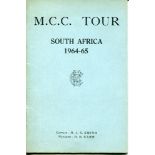 M.C.C. tour of South Africa 1964-65. Rare official players' itinerary for the M.C.C. tour with