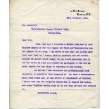 Lord Harris. Oxford University, Kent & England 1871-1911. Original typed letter dated 29th