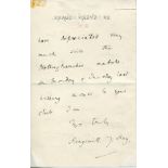 Kingsmill James Key. Surrey & Oxford University 1892-1904. Single page handwritten letter in ink