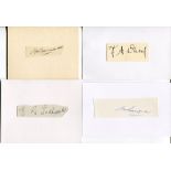 Australian cricketers c1930s. Fourteen signatures in ink of Australian players, each on piece laid