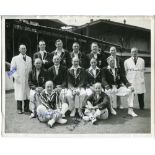 Old England v Surrey 1946. Original mono press photograph of the Old England team who played