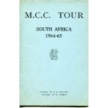 M.C.C. tour of South Africa 1964-65. Rare official players' itinerary for the M.C.C. tour with