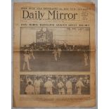 John Berry 'Jack' Hobbs. Surrey & England, 1905-1934. Original complete copy of the 'Daily Mirror'