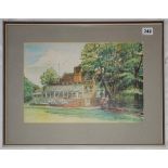 Original paintings. Attractive colour pen and watercolour painting of the pavilion at Fenners,