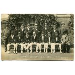 Nottinghamshire C.C.C. 1922. Sepia real photograph postcard of the Nottinghamshire team seated and