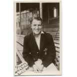 Edward Alfred 'Eddie' Watts. Surrey 1933-1949. Mono real photograph postcard of Watts, half