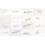 England Test and County cricketers 1940s-1970s. Good selection of thirty signatures on small white