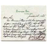 Charles William Alcock, Secretary Surrey C.C.C. 1872-1907. Very nice hand written single page letter