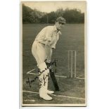 Leslie John Todd. Kent 1927-1950. Sepia real photograph postcard of Todd in batting pose. Nicely