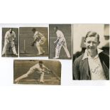 Middlesex, c1930s. Six small original mono photographs (some press), of players in action, each