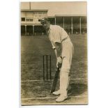 Willis Walker. Nottinghamshire 1913-1937. Sepia real photograph postcard of Walker in batting