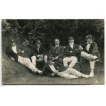 Nottinghamshire C.C.C. Professionals 1924. Sepia real photograph postcard of six Nottinghamshire