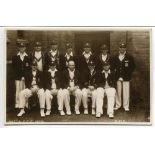 Nottinghamshire C.C.C. 1932. Sepia real photograph postcard of the Nottinghamshire team seated and