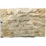 Sir John Shelley, 6th Baronet. Original signed free-front envelope to Captain Eyres, Cavenham, dated