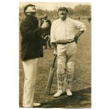 Lord Dalmeny (Surrey) and Lord Hawke (Yorkshire) c1905/1907. Original sepia press photograph of