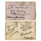 Australians and Yorkshire 1909. Three album pages nicely signed in ink by all sixteen members of the