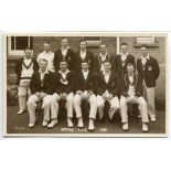 Nottinghamshire C.C.C. 1938. Mono real photograph postcard of the Nottinghamshire team seated and