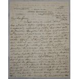 Levi G. Wright. Derbyshire 1883-1909. Four page handwritten letter with envelope, dated 12th June