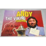 Darts. Andy 'The Viking' Fordham. World Darts Champion 2004. Original colour poster of Fordham