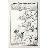 India tour to Australia 1947/48. 'Indians' Keen Cricket Follower!' Large original pen and ink