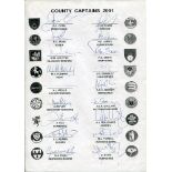 County Captains 1999-2006, 2009-2012 and 2015. Thirteen unofficial autograph sheets with printed