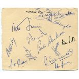 Warwickshire C.C.C. 1967. Album page nicely signed in ink by twelve Warwickshire players. Signatures