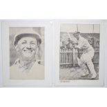 Don Bradman. Two mono magazine photograph cuttings of Bradman, one head and shoulders, the other