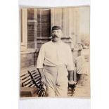 John Thomas Rawlin. Yorkshire & Middlesex 1880-1909. Original sepia photograph of Rawlin standing in