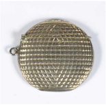 Golf ball vesta case. Rare and attractive silver vesta case in the shape of a golf ball with ring