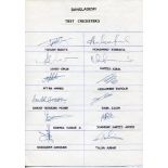 Bangladesh Test Cricketers. Two unofficial autograph sheets with printed titles and players' names