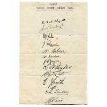 Warwickshire C.C.C. 1929. Autograph sheet nicely signed in ink by twelve Warwickshire players.