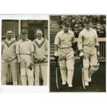 Warwickshire C.C.C. 1930s/1940s. Two mono press photographs, one of six Warwickshire players