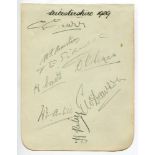 Leicestershire C.C.C. 1929. Album page signed in pencil by eight Leicestershire players.