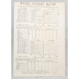 I Zingari v Gentlemen of England 1885. Original scorecard for a 'Grand Cricket Match' played at