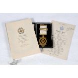 Alfred Percy Freeman. Kent & England 1914-1936. Original gold metal masonic medal and programmes
