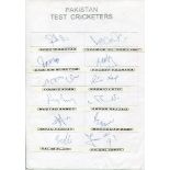 Pakistan Test Cricketers. Two unofficial autograph sheets with printed titles and players' names