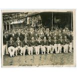 Middlesex v Yorkshire 1937. Original mono photograph of the teams, seated and standing in rows