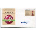 Don Bradman. 'Centenary of the Ashes 1982'. Commemorative cover boldy signed in later years by