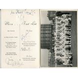 Surrey C.C.C. 'County Champions' 1954. Official menu for the Championship Dinner held at the