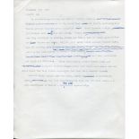 John Arlott. Original typed four page manuscript for an article for The Guardian newspaper written