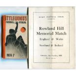 'Rowland Hill Memorial Match. England & Wales v Scotland & Ireland'. Official programme issued by