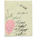 Surrey C.C.C. 1928. Album page nicely signed in ink (one in pencil) by ten Surrey players.