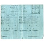 Cricket scorecards 1950s. Collection of twenty one official scorecards and tickets for Test and