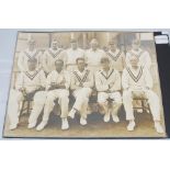 Warwickshire C.C.C. 1930. Excellent original sepia photograph of the Warwickshire team seated and
