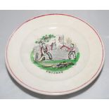 Alphabet 'Cricket' plate. Mid 19th Century earthenware circular 'Alphabet' child's plate with