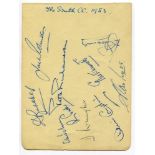 Somerset C.C.C. 1928. Album page nicely signed in ink by twelve Somerset players. Signatures include