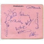 Middlesex C.C.C. 1967. Album page nicely signed in ink by twelve Middlesex players. Signatures