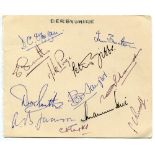 Derbyshire C.C.C. c1967. Album page nicely signed in ink by twelve Derbyshire players. Signatures